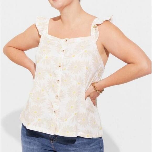 New with tags Torrid Daisy Double Gauze Ruffle Button
Front Tank Top - Picture 7 of 11